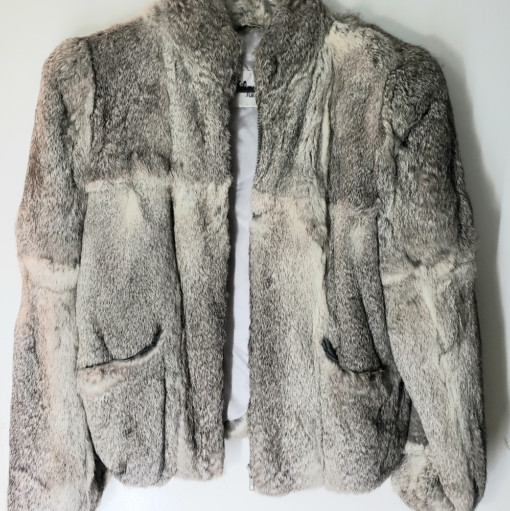Wilsons Leather Real Rabbit Fur Coat